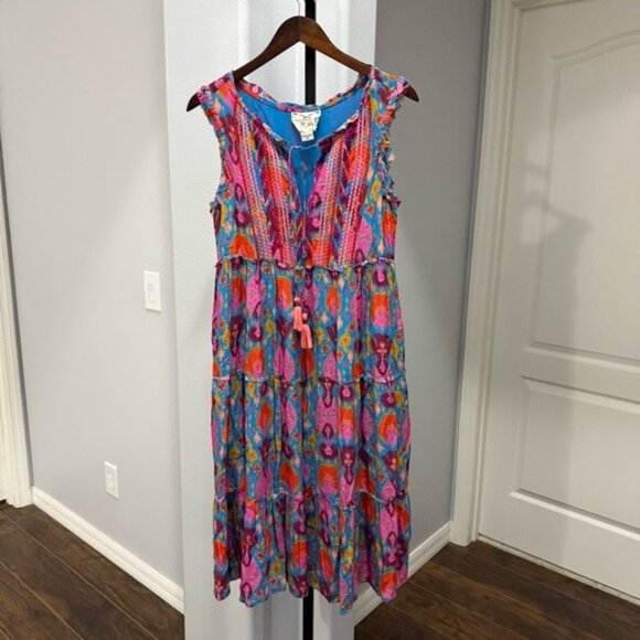 Figue Clara Midi Dress in Colorful Ikat Print Size XS BOHEMIAN Hippie Boho - Picture 2 of 10